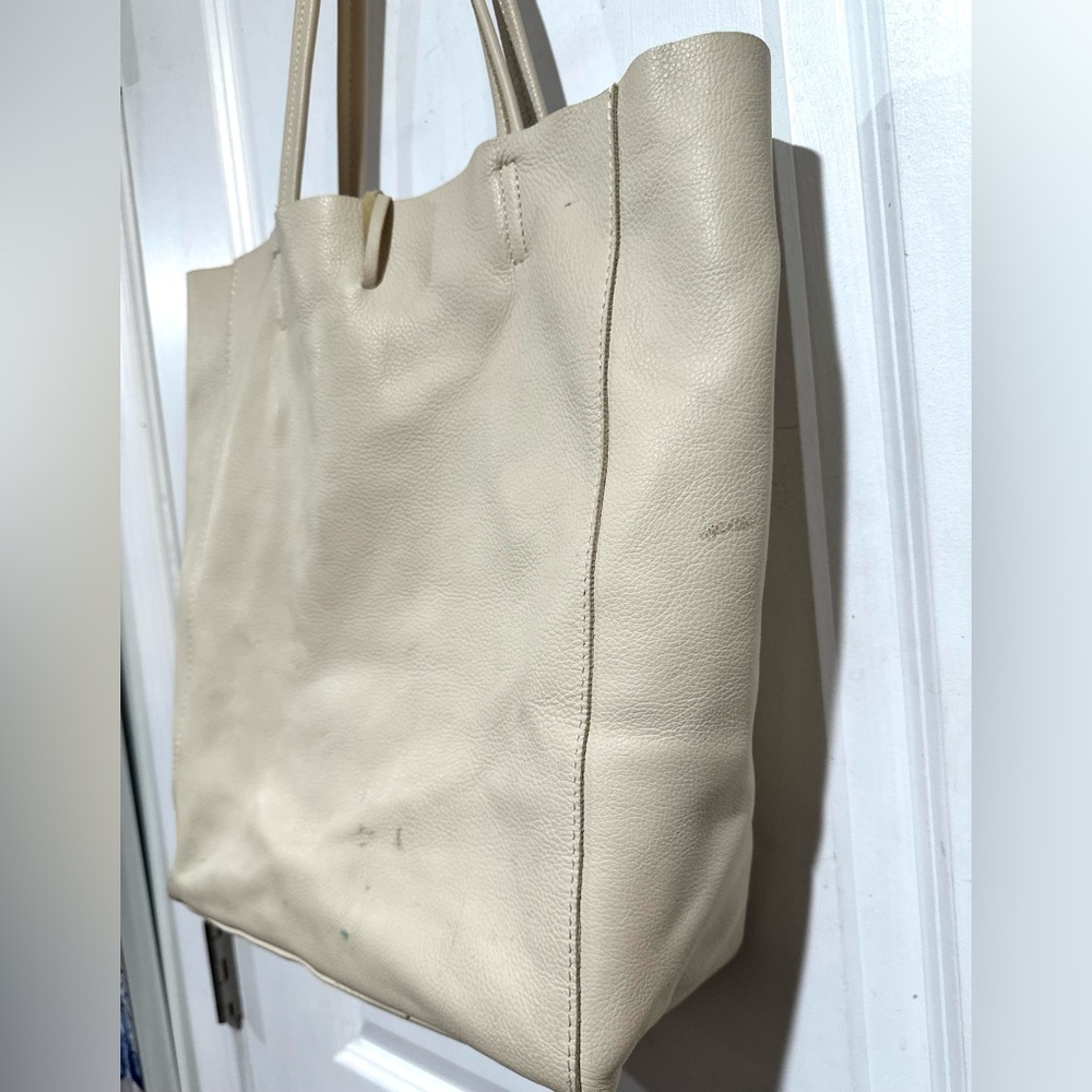 Borse In Pelle Beige Leather Tote Bag - Picture 5 of 8
